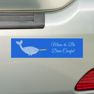 Cute Blue Baby Boy Narwhal Custom Mom to be Bumper Sticker