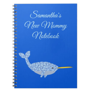 Cute Blue Baby Boy Narwhal Custom New Mummy Notebook