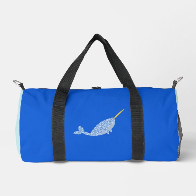 Cute Blue Baby Boy Narwhal Diaper Bag (Front)