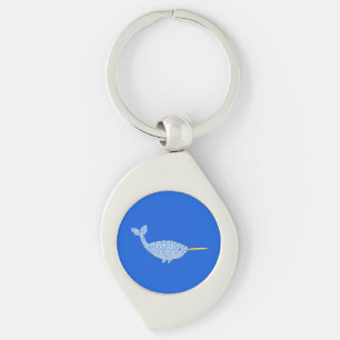 Cute Blue Baby Boy Narwhal Key Ring