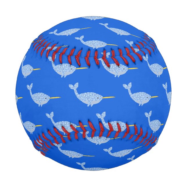 Cute Blue Baby Boy Narwhal Patterned Baseball (Front)