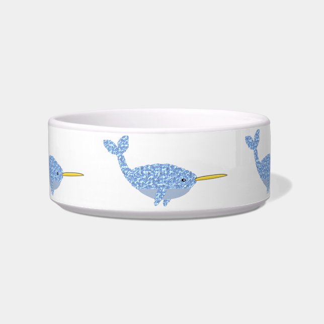 Cute Blue Baby Boy Narwhal Patterned Bowl (Front)