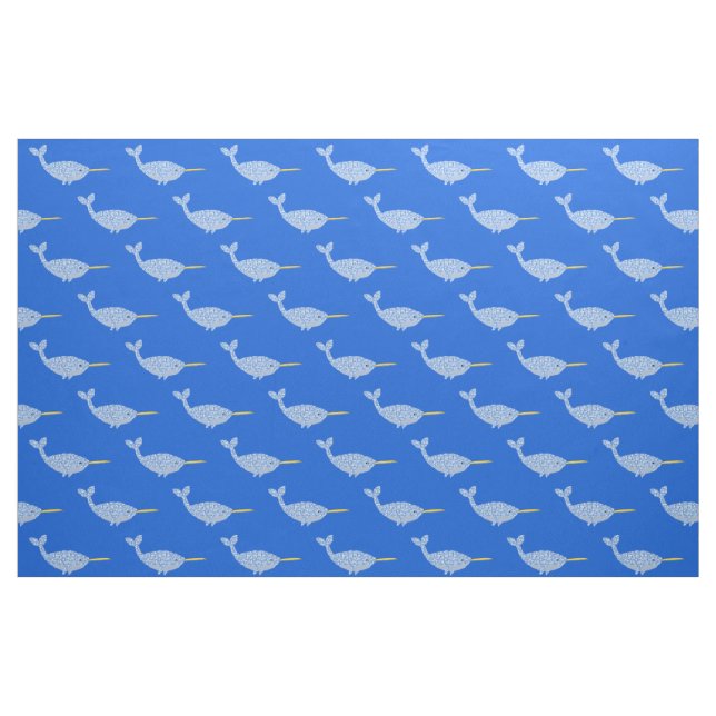 Cute Blue Baby Boy Narwhal Patterned Fabric (Fat Quarter)