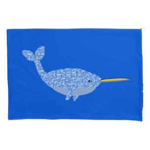 Cute Blue Baby Boy Narwhal Patterned Pillowcase