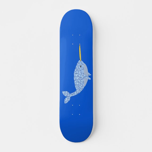 Cute Blue Baby Boy Narwhal Skateboard (Front)