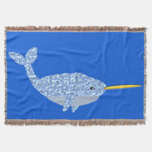 Cute Blue Baby Boy Narwhal Throw Blanket