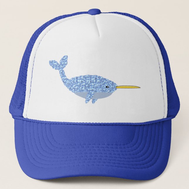 Cute Blue Baby Boy Narwhal Trucker Hat (Front)