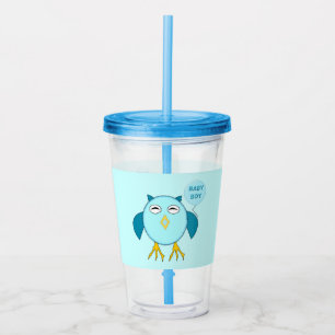 Cute Blue Baby Boy Owl Acrylic Tumbler
