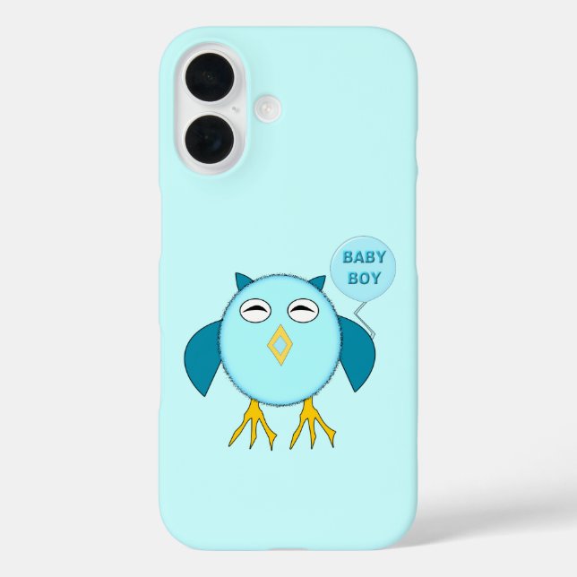 Cute Blue Baby Boy Owl Case-Mate iPhone Case (Back)