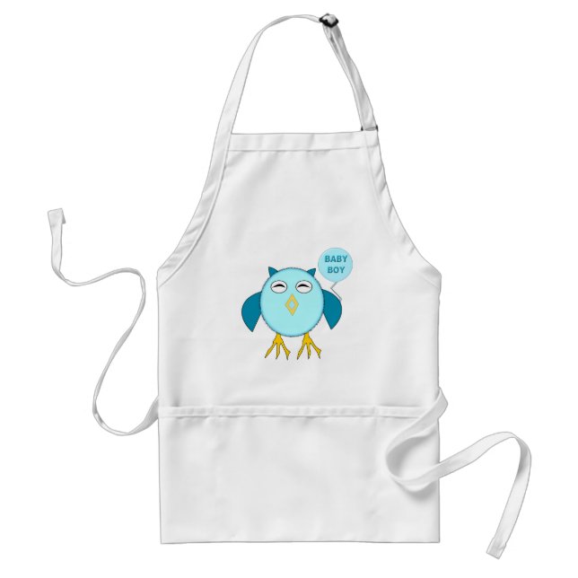 Cute Blue Baby Boy Owl Cooking Apron (Front)