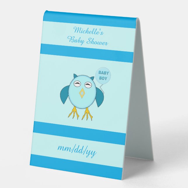 Cute Blue Baby Boy Owl Custom Baby Shower (Front)