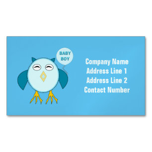 Cute Blue Baby Boy Owl Magnetic Business Cards