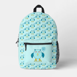 Cute Blue Baby Boy Owl Printed Backpack