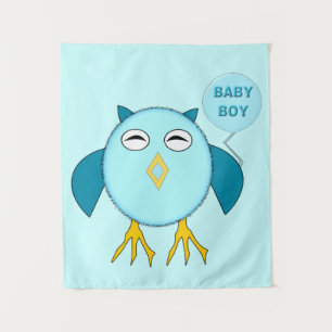Cute Blue Baby Boy Owl Tapestry