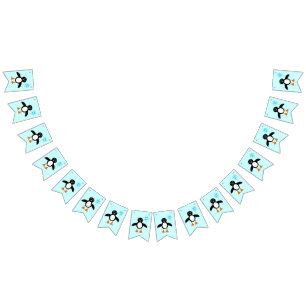 Cute Blue Baby Boy Penguin Bunting Flags