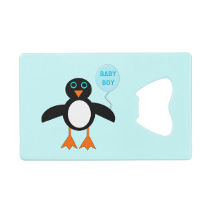 Cute Blue Baby Boy Penguin Custom Bottle Opener