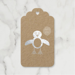 Cute Blue Baby Boy Penguin Custom Gift Tags