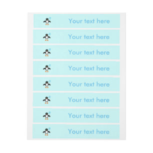 Cute Blue Baby Boy Penguin Customisable Labels