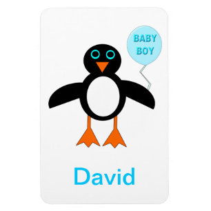 Cute Blue Baby Boy Penguin Customisable Magnet