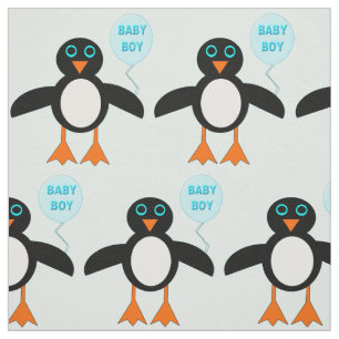 Cute Blue Baby Boy Penguin Patterned Fabric