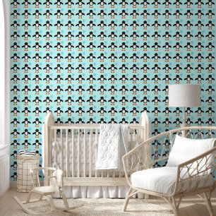 Cute Blue Baby Boy Penguin Patterned Wallpaper