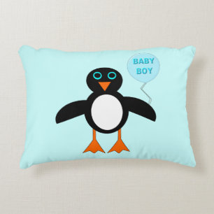 Cute Blue Baby Boy Penguin Pillow