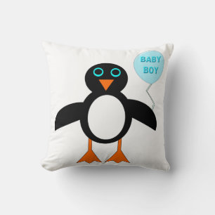 Cute Blue Baby Boy Penguin Pillow
