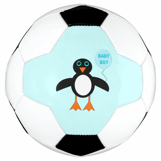 Cute Blue Baby Boy Penguin Soccer Ball (Front)