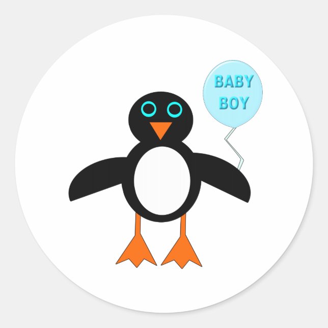 Cute Blue Baby Boy Penguin Stickers (Front)