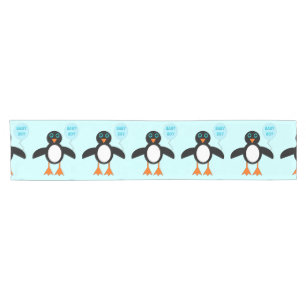 Cute Blue Baby Boy Penguin Table Runner