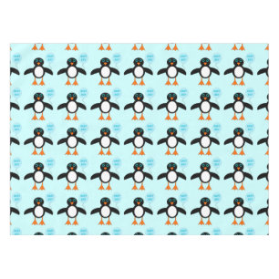 Cute Blue Baby Boy Penguin Tablecloth