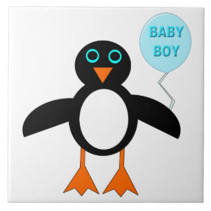 Cute Blue Baby Boy Penguin Tile