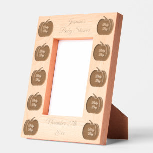 Cute Blue Baby Boy Pumpkin Custom Baby Shower Etched Frames