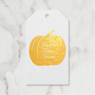 Cute Blue Baby Boy Pumpkin Custom Baby Shower Gift Tags