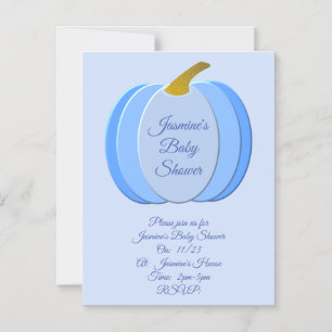 Cute Blue Baby Boy Pumpkin Custom Baby Shower Magnetic Invitation