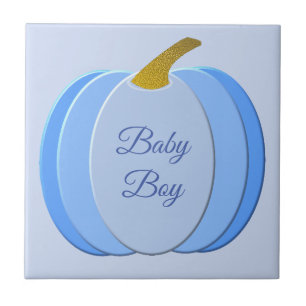 Cute Blue Baby Boy Pumpkin Custom Ceramic Tile
