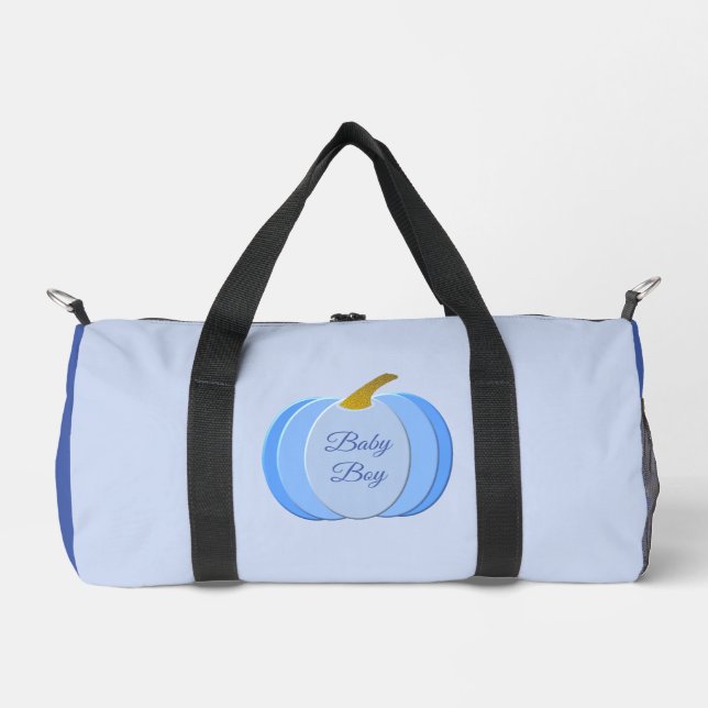 Cute Blue Baby Boy Pumpkin Custom Diaper Bag (Front)