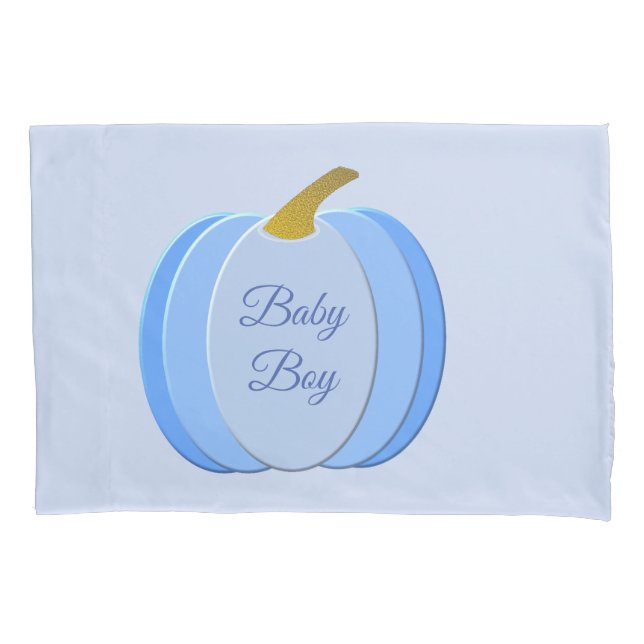 Cute Blue Baby Boy Pumpkin Custom Double Sided Pillowcase (Front)