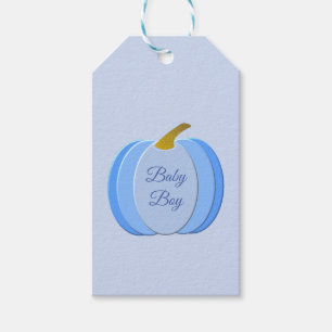 Cute Blue Baby Boy Pumpkin Custom Gift Tags