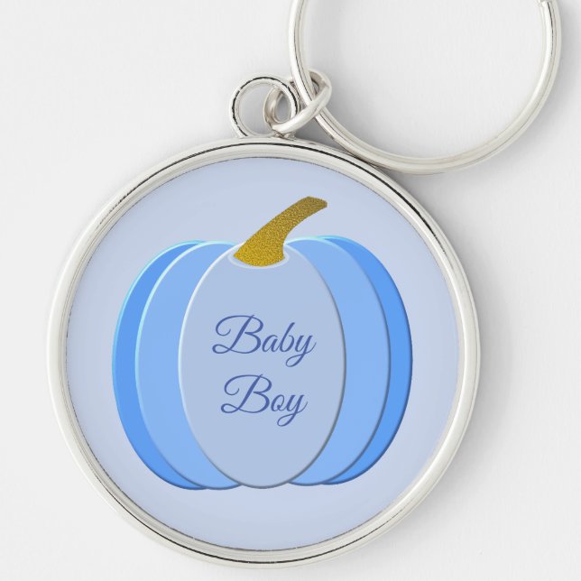 Cute Blue Baby Boy Pumpkin Custom Key Ring (Front)