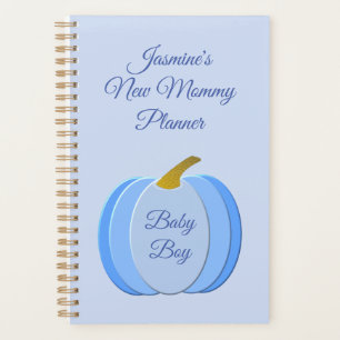 Cute Blue Baby Boy Pumpkin Custom New Mum Planner