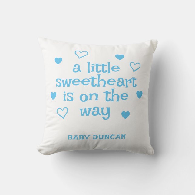 Cute Blue Baby Boy Shower Cushion (Front)