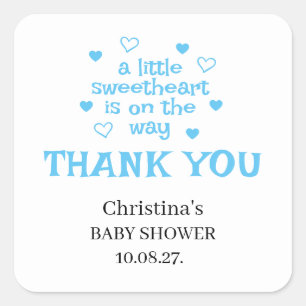 Cute Blue Baby Boy Shower Square Sticker