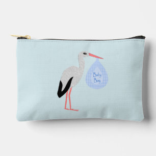 Cute Blue Baby Boy Stork Accessory Pouch