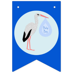Cute Blue Baby Boy Stork Baby Shower Bunting