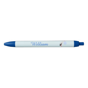 Cute Blue Baby Boy Stork Custom Ink Pen