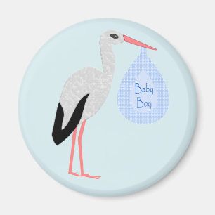 Cute Blue Baby Boy Stork Magnet