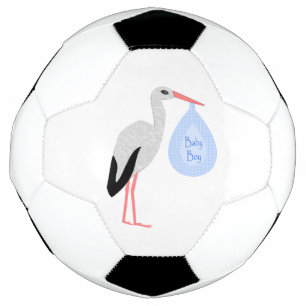 Cute Blue Baby Boy Stork Soccer Ball