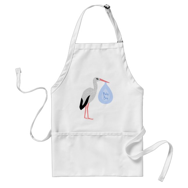 Cute Blue Baby Boy Stork Standard Apron (Front)