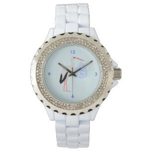 Cute Blue Baby Boy Stork Watch